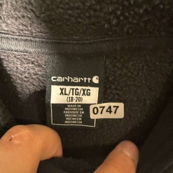 Carhartt Kids Black Hooded Sweatshirt Graphic Print Size XL TG/XG 18-20 - Picture 2 of 6